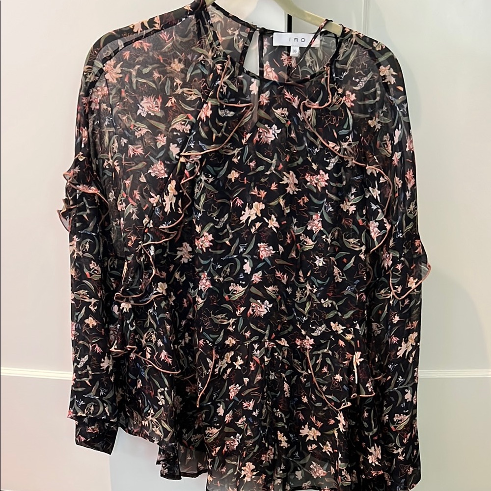 IRO Women's Floral Black Blouse. Sz Fr 36. Like new! Worn once